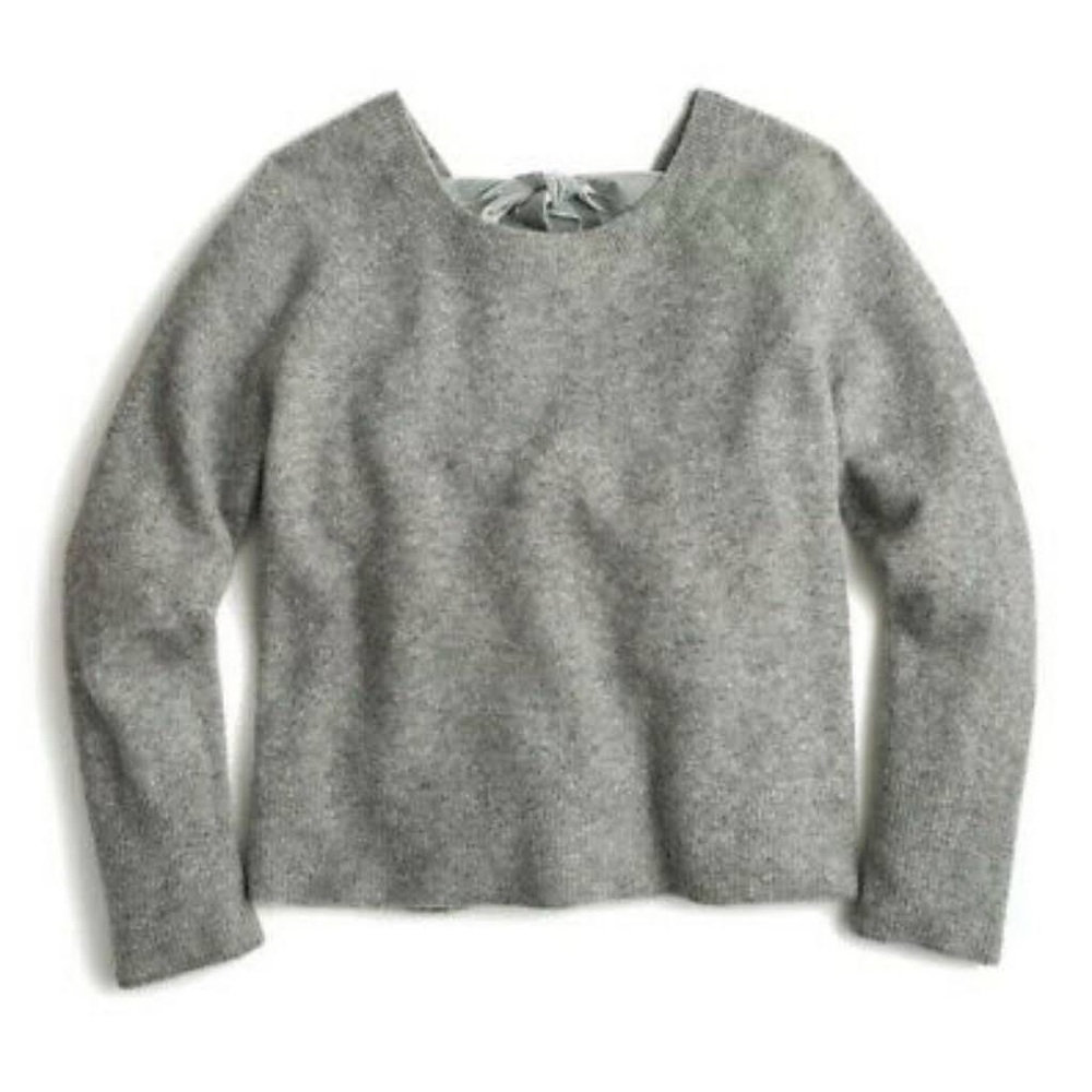 J. Crew Grey Voletta V-Back Sweater with Velvet Ribbon Size XXS